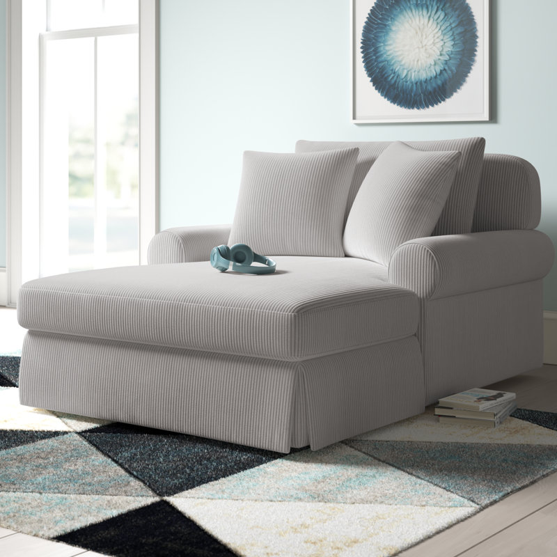 Atlai Slipcovered Chaise Lounge Corduroy Gray